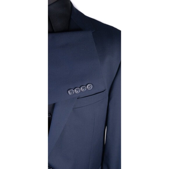 Joseph & Feiss 100% Wool Blue Solid Blazer Sport Coat Jacket Size 44r 2-Button - Picture 6 of 13